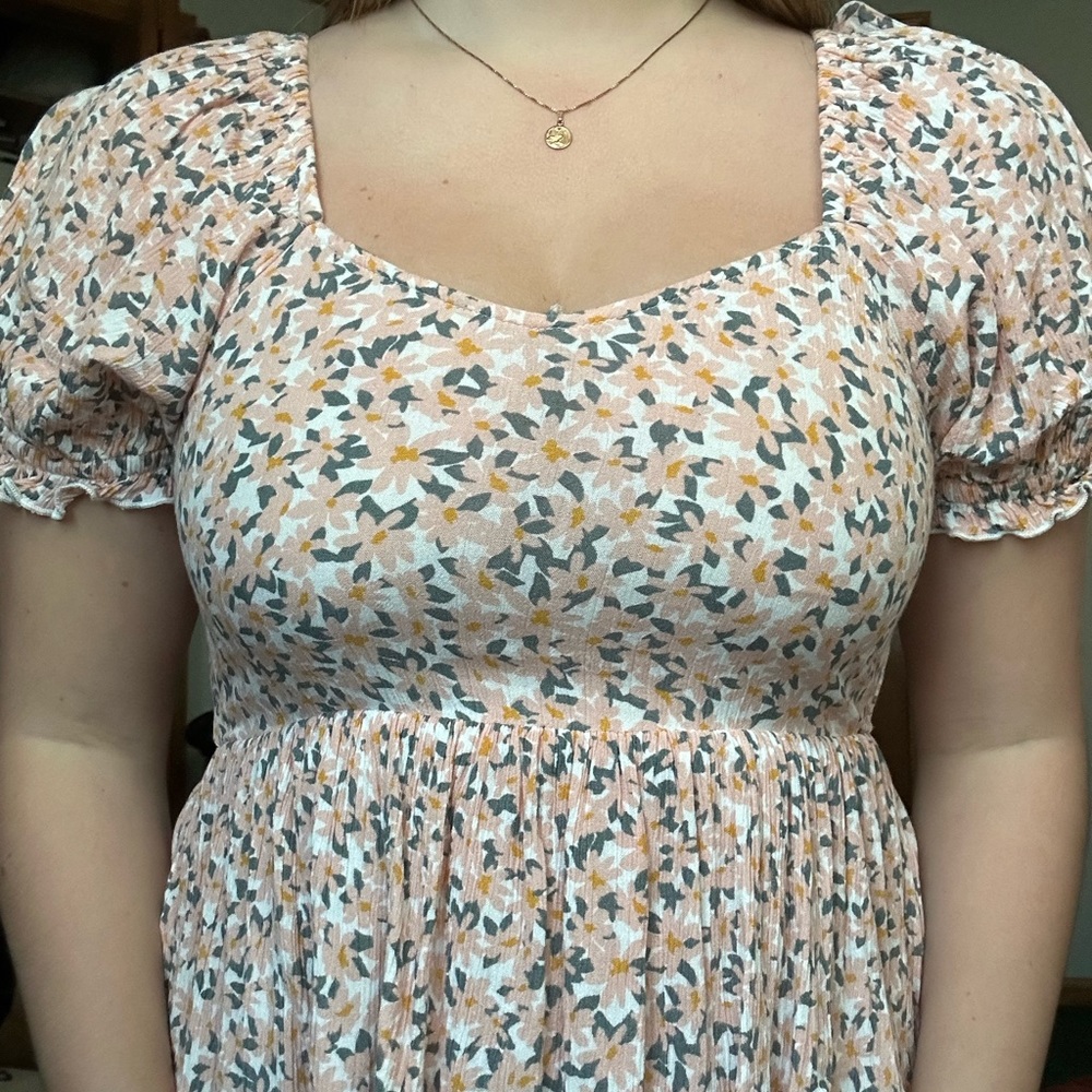Pink Floral Puff Sleeve Blouse
